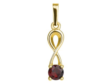 Silver pendant with czech garnet, gold plated                                                       
