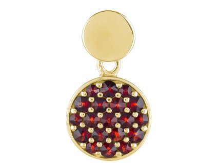 Silver pendant with czech garnet, gold plated - circle                                              
