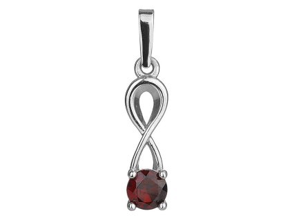 Silver pendant with czech garnet, rhodium plated                                                    
