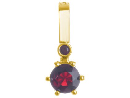 Silver pendant with czech garnet, gold plated                                                       