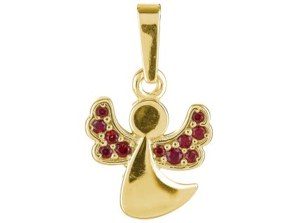 Silver pendant with czech garnet, gold plated - angel                                               