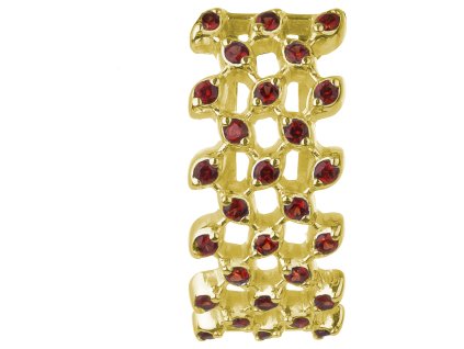 Silver pendant with czech garnet, gold plated - rectangle                                           