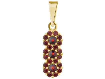 Silver pendant with czech garnet, gold plated - flower                                              