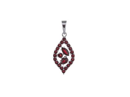 Silver pendant with czech garnet, rhodium plated - tip                                              