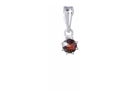 Silver pendant with czech garnet, rhodium plated                                                    