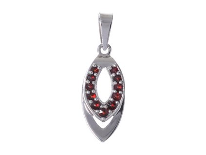 Silver pendant with czech garnet, rhodium plated - tip                                              