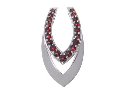 Silver pendant with czech garnet, rhodium plated - tip                                              