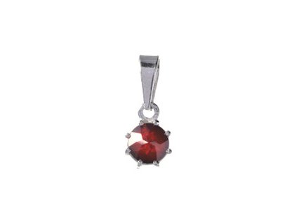 Silver pendant with czech garnet, rhodium plated                                                    