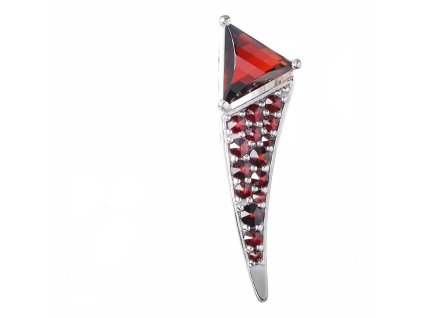 Silver pendant with czech garnet, rhodium plated - triangle                                         