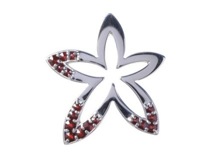 Silver pendant with czech garnet, rhodium plated - flower                                           