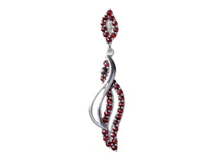 Silver pendant with czech garnet, rhodium plated - wave                                             
