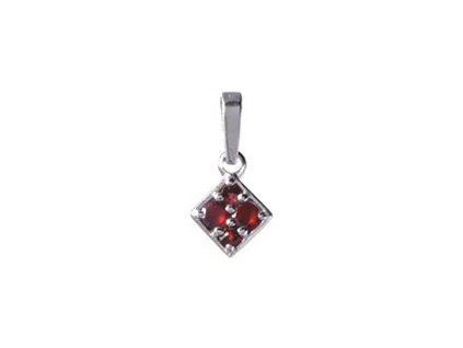 Silver pendant with czech garnet, rhodium plated - square                                           