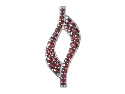 Silver pendant with czech garnet, rhodium plated - wave                                             