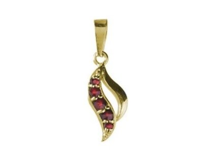 Silver pendant with czech garnet, gold plated - wave                                                