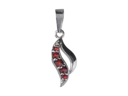 Silver pendant with czech garnet, rhodium plated - wave                                             
