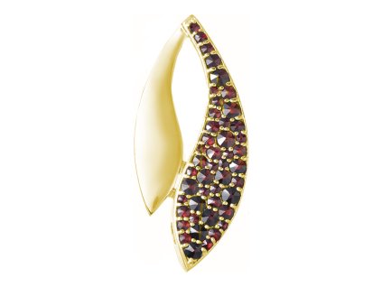 Silver pendant with czech garnet, gold plated - wave                                                
