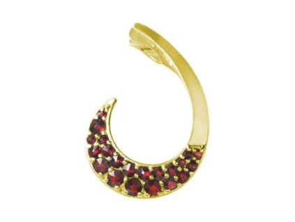 Silver pendant with czech garnet, gold plated - spiral                                              