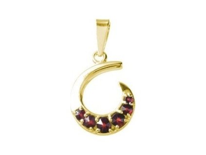 Silver pendant with czech garnet, gold plated - spiral                                              