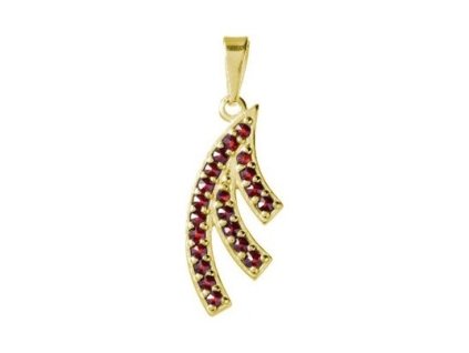 Silver pendant with czech garnet, gold plated                                                       