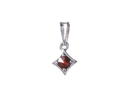 Silver pendant with czech garnet, rhodium plated                                                    