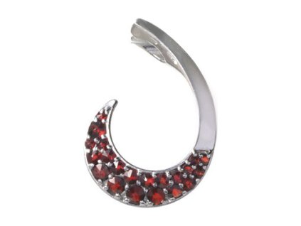 Silver pendant with czech garnet, rhodium plated - spiral                                           