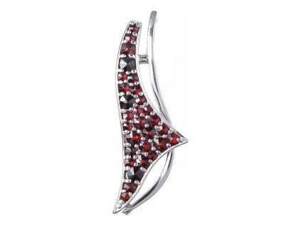 Silver pendant with czech garnet, rhodium plated - triangle                                         