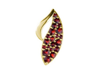 Silver pendant with czech garnet, gold plated - wave                                                
