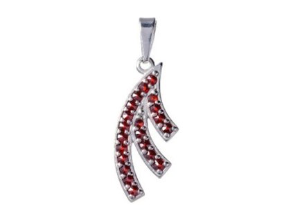 Silver pendant with czech garnet, rhodium plated                                                    