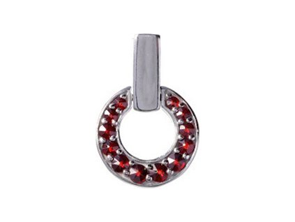 Silver pendant with czech garnet, rhodium plated - circle                                           