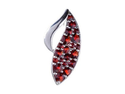 Silver pendant with czech garnet, rhodium plated - wave                                             