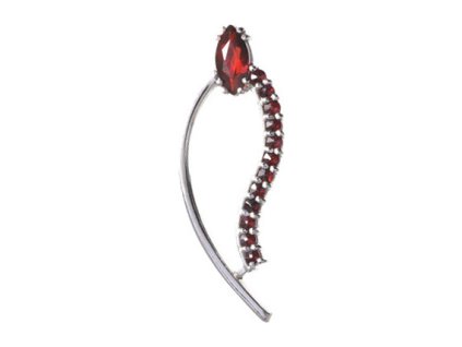 Silver pendant with czech garnet, rhodium plated - wave                                             