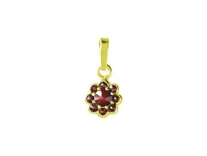 Silver pendant with czech garnet, gold plated - flower                                              