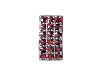 Silver pendant with czech garnet, rhodium plated - rectangle                                        