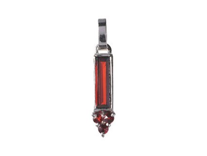 Silver pendant with czech garnet, rhodium plated - rectangle                                        