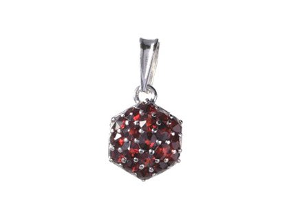 Silver pendant with czech garnet, rhodium plated - raspberry                                        
