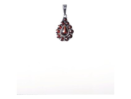 Silver pendant with czech garnet, rhodium plated - drop                                             
