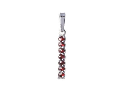 Silver pendant with czech garnet, rhodium plated - letter I                                         