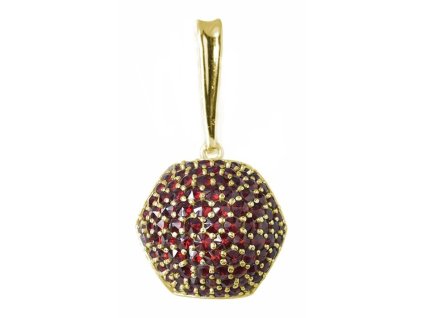 Silver pendant with czech garnet, gold plated - raspberry                                           