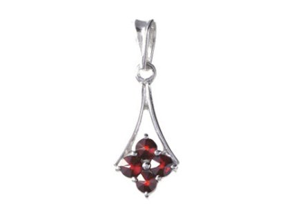 Silver pendant with czech garnet, rhodium plated - drop                                             