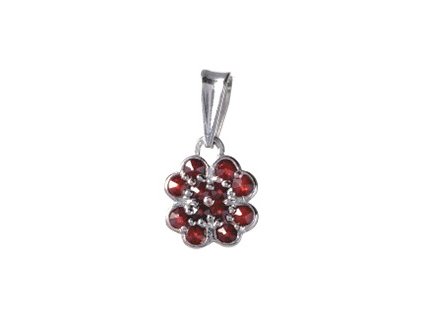 Silver pendant with czech garnet, rhodium plated - four-leaf clover                                 