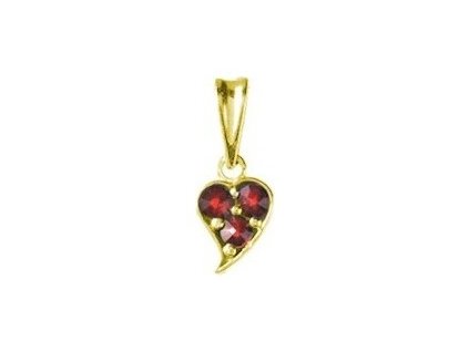 Silver pendant with czech garnet, gold plated - heart                                               