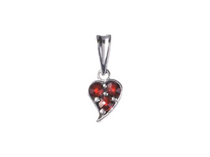 Silver pendant with czech garnet, rhodium plated - heart                                            