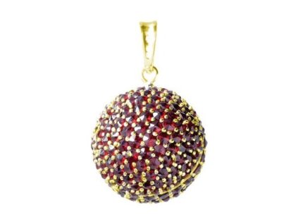 Silver pendant with czech garnet, gold plated - ball                                                