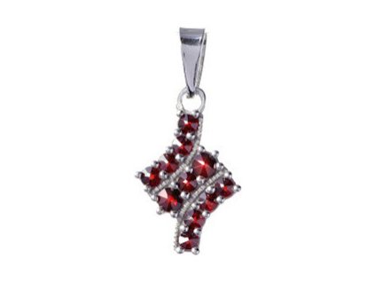 Silver pendant with czech garnet, rhodium plated                                                    