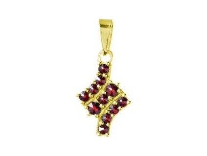 Silver pendant with czech garnet, gold plated                                                       