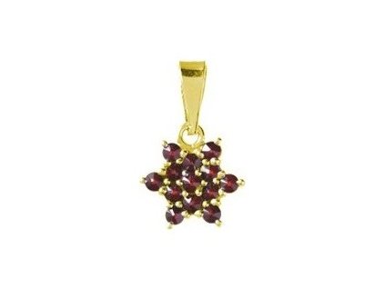 Silver pendant with czech garnet, gold plated - star                                                