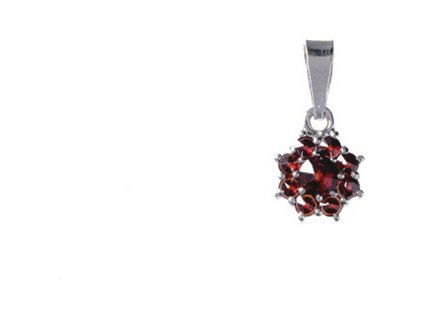 Silver pendant with czech garnet, rhodium plated - flower                                           