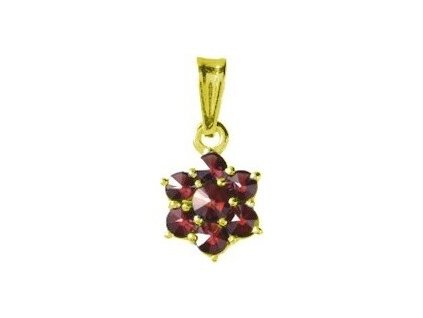 Silver pendant with czech garnet, gold plated - flower                                              