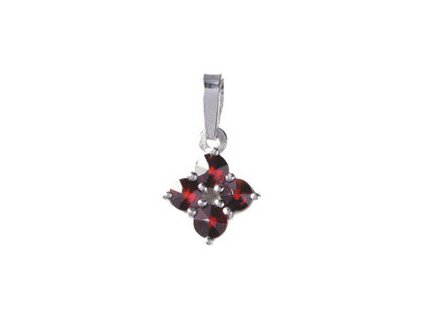 Silver pendant with czech garnet, rhodium plated - square                                           