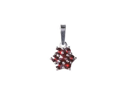 Silver pendant with czech garnet, rhodium plated - flower                                           